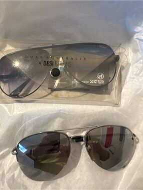 Quay Australia Women’s Silver Aviator Sunglasses with Gray Lenses